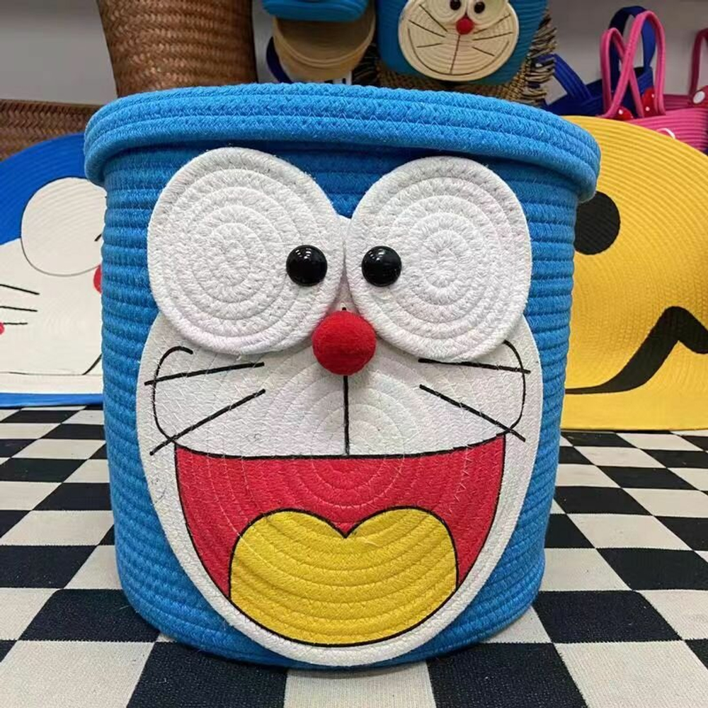 Корзина для хранения одежды вещей  игрушек плетеная с крышкой, синяя