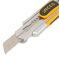 Нож монтажный 18 мм алюминиевый корпус, в комплекте 6 лезвий INGCO INDUSTRIAL