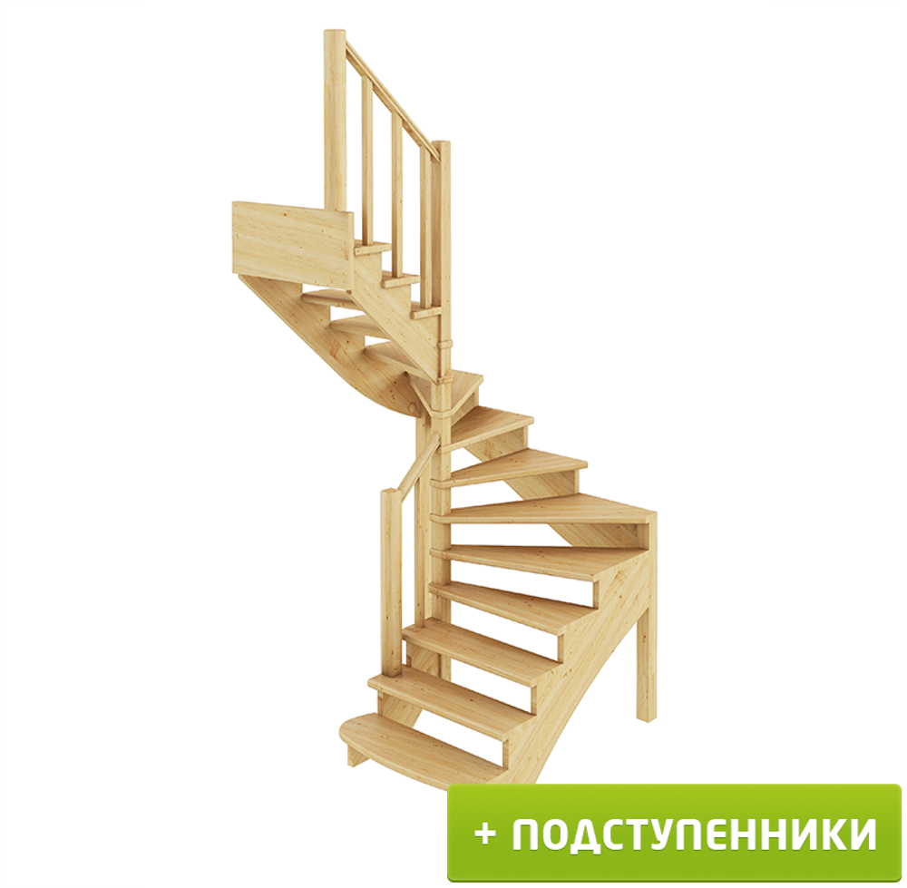 Лестница на второй этаж К-003м/2 Левая с подступенками