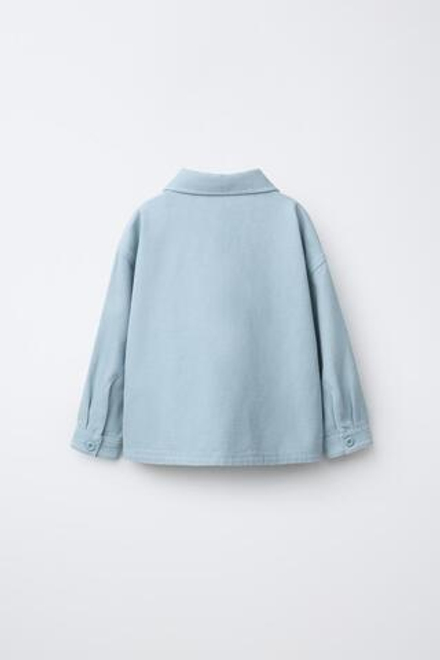 ZARA КУРТКА-РУБАШКА ВАФЕЛЬНОГО ПЛЕТЕНИЯ С КАРМАНАМИ, СИНИЙ