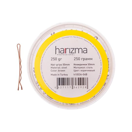 Невидимки для волос Harizma, 50 мм, волна, коричневые (h10534-04B)