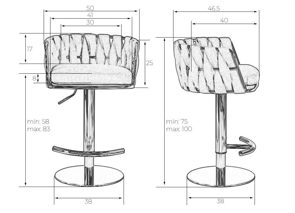 Стул барный DOBRIN OSCAR, серый (LAR-275-17)