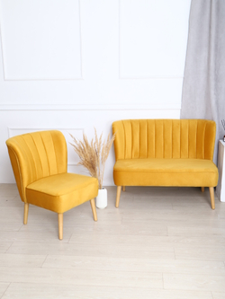 Кресло "Donatello" антивандальный велюр горчичный/натурал