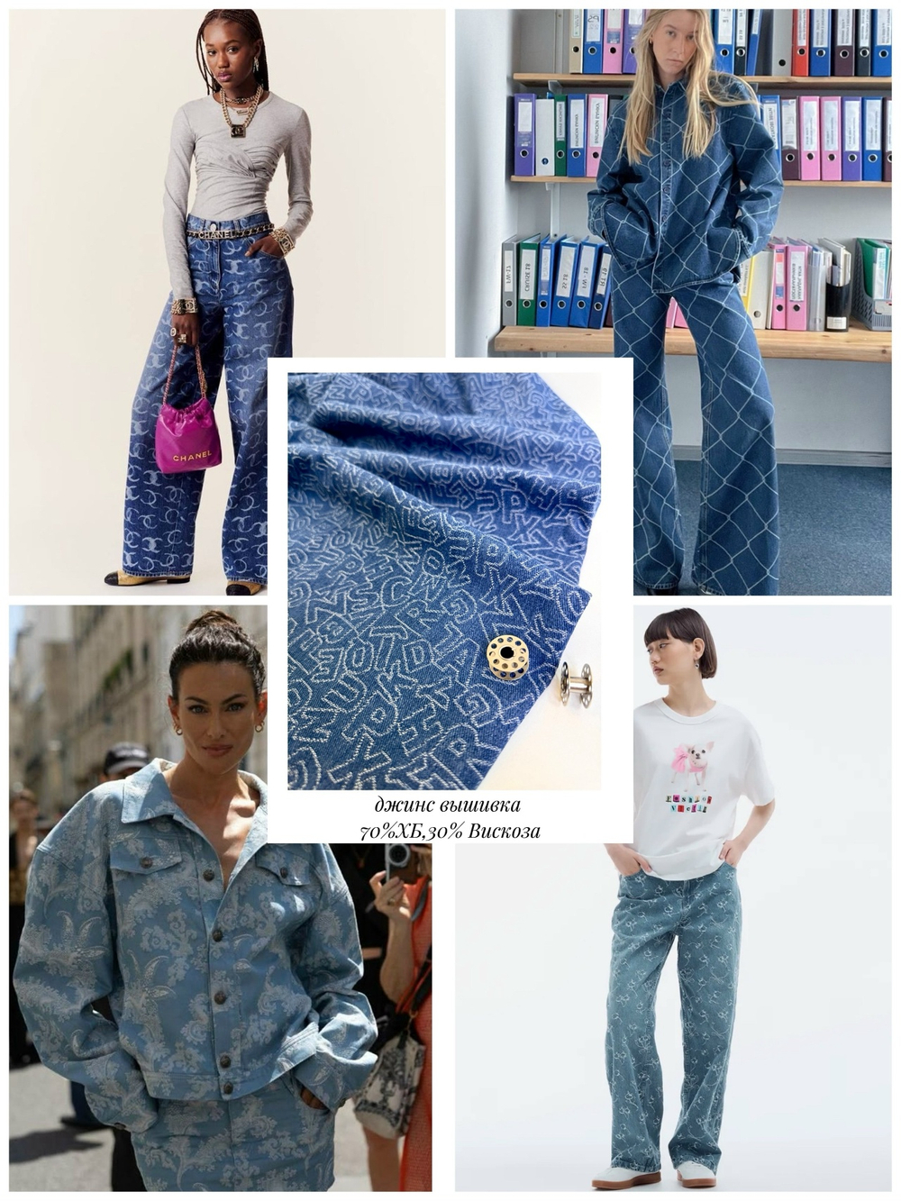 Джинс жаккард синий/голубой, линии BST3848