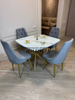 Кухонный раздвижной стол "ТАНГО" , белый мрамор и 4 стула Лондон