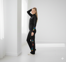 Black sports team suit with embroidery