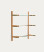 Модульный стеллаж Sitra из массива дуба с 3 стеклянными полками