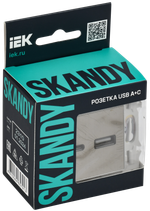 SKANDY Розетка USB A+C 3,1А SK-R14N металл никель IEK