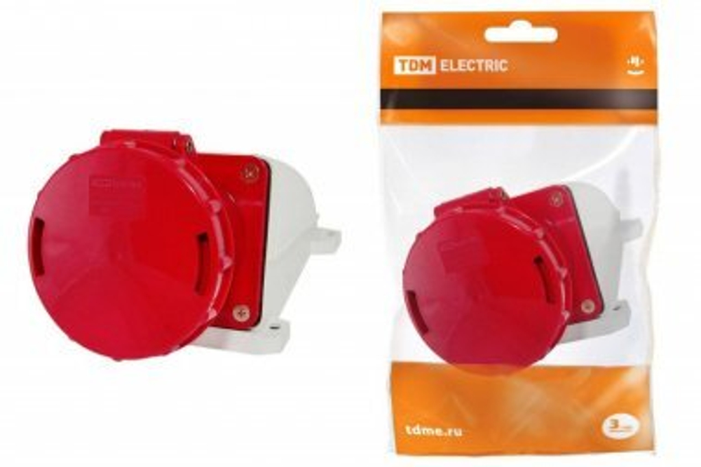 Розетка 134 стационарная 3Р+РЕ 63А 380В IP54 TDM SQ0602-0007