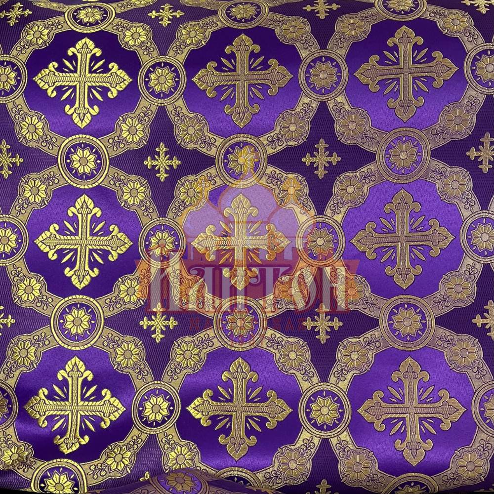 Шёлк "Гуслица" фиолетовый с золотом
