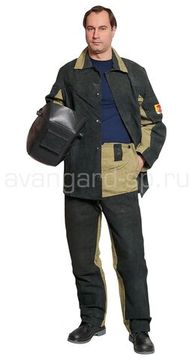 Костюм сварщика брезентовый со спилком тип В брюки (черный/хаки)