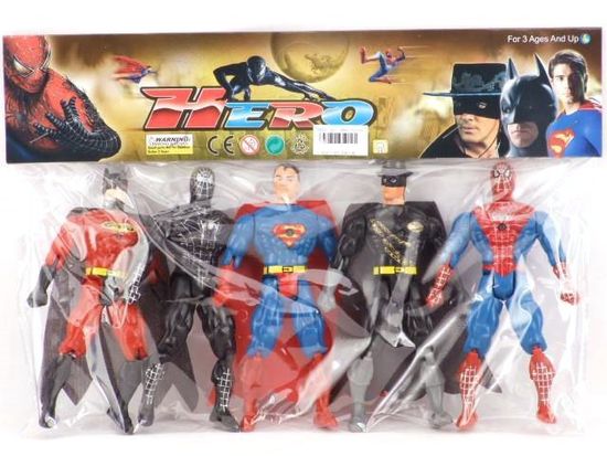 Набор супер героев 16см в пакете 5в1 + свет