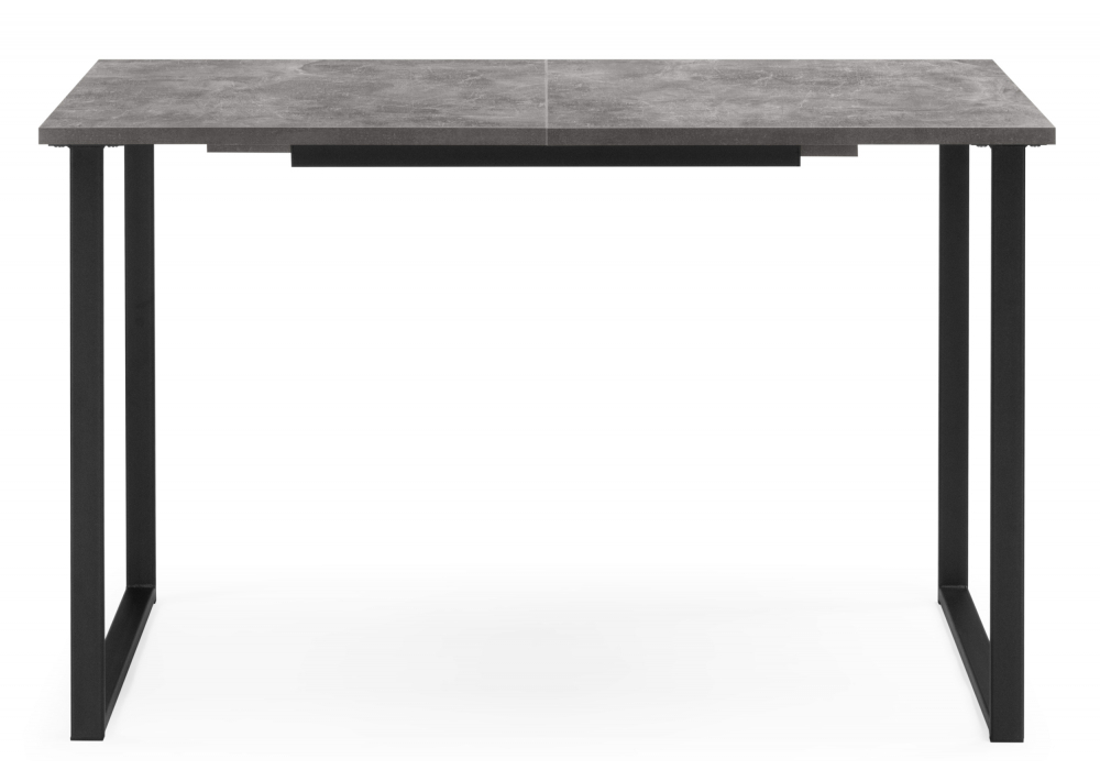 Стол деревянный Woodville Лиман 117 (157) x 77 бетон светлый, черный матовый, ножки черные