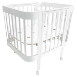 Кровать детская Indigo Italiano Baby продольный маятник на колесах белый-белый