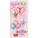 Свечи для торта Цифра Звёздный праздник «7», розовый