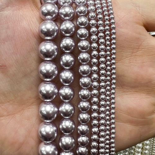 Жемчуг Майорка бусины шарик 2/3/4/6/8/10 мм, на нитке 38 см, цвет: Сиреневый