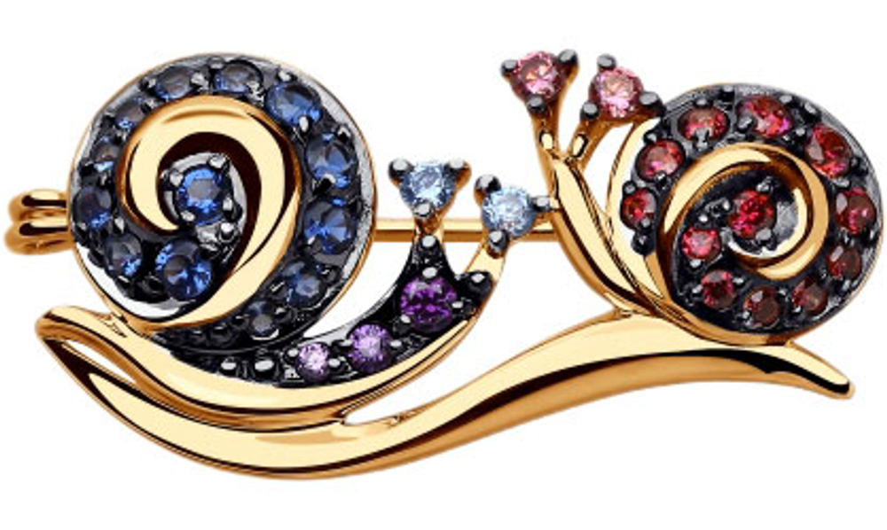 Брошь из золота с фианитами