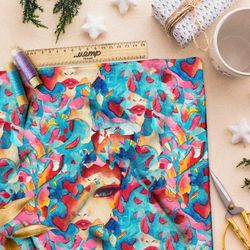 Ткань ниагара загадочная девушка в разноцветных лепестках