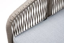 "Канны" кресло плетеное из роупа, каркас алюминий светло-серый (RAL7035) муар, роуп серый меланж круглый, ткань светло-серая