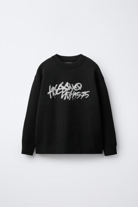 ZARA СВИТЕР С ПРИНТОМ "ГРАФФИТИ", ЧЕРНЫЙ