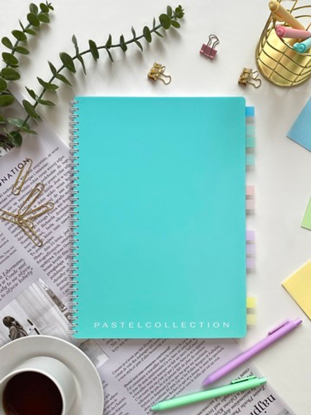 НОВИНКА! Тетрадь А4 96 л. Pastel Collection Mint/Blue, с обложкой из двухстроннего двухцветного пластика, на металлическом гребне