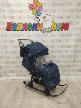 Санки-коляски Galaxy Snow kids 3-3С джинс темно-синий