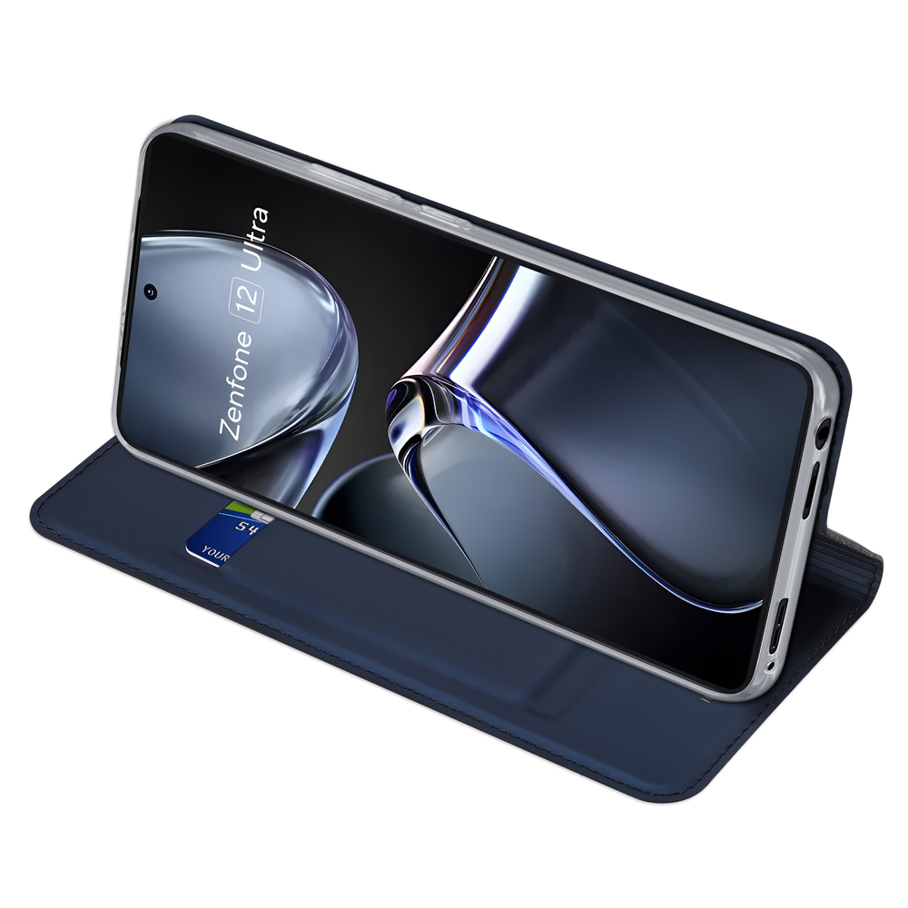 Чехол книжка из PU кожи синего цвета от Dux Ducis для смартфона ASUS Zenfone 12 Ultra, серия Skin Pro Series Case