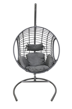 Кресло подвесное Милан арт.BG2345 (стойка+основание.серый.,корзн.серая.,подуш.серая св. 3уп. (Б))
