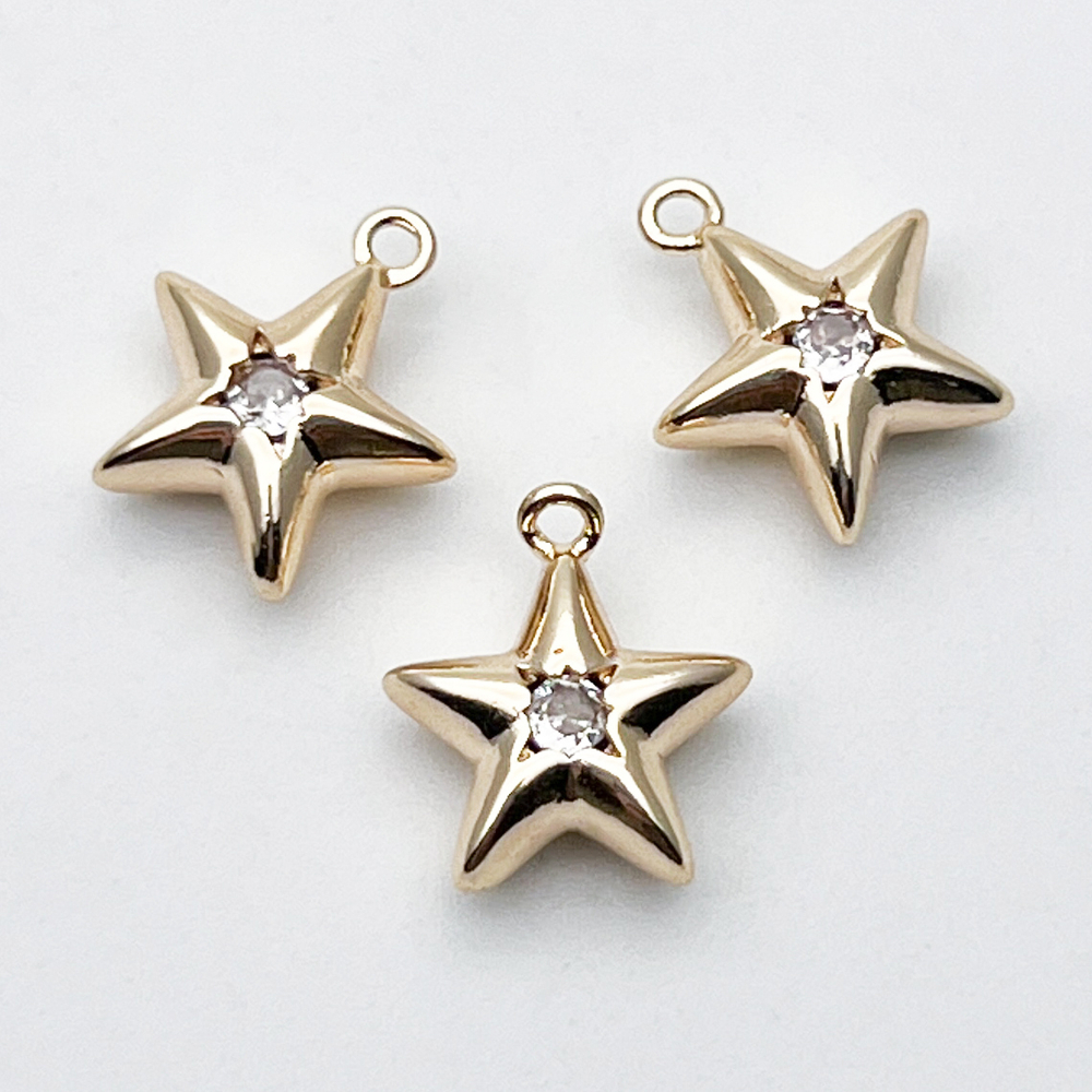 Подвеска Звезда, цвет золото, фианит, размер 12*11 мм, цена за 1 шт