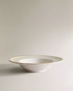 ZARA HOME КЕРАМИЧЕСКАЯ ТАРЕЛКА ДЛЯ ПАСТЫ, ЭКРЮ