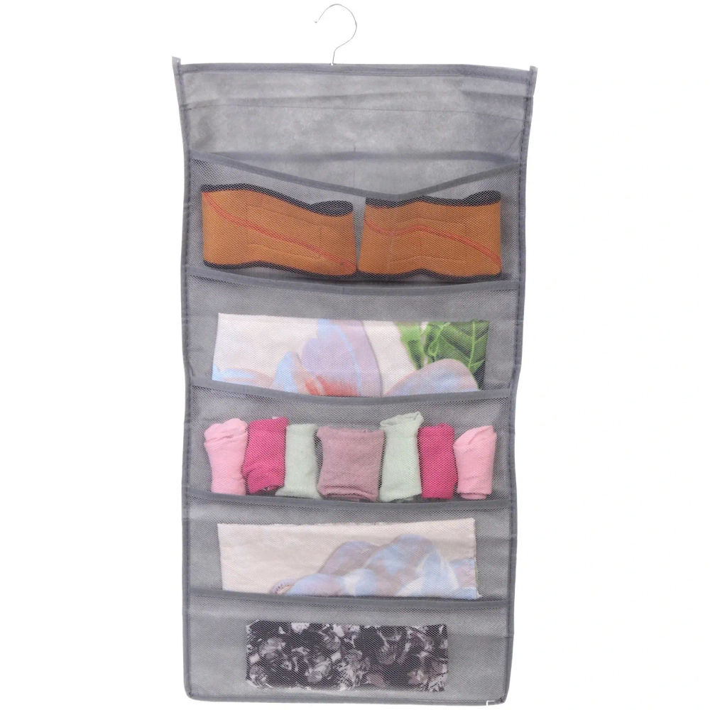 Органайзер двухсторонний подвесной для хранения вещей с крючком «ИДЕЯДОМА», цвет серый, 15 карманов, 75*39см