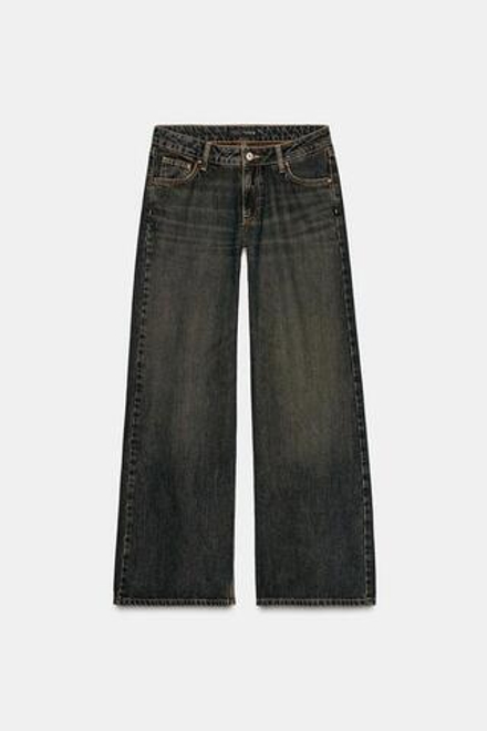 ZARA ДЖИНСЫ Z1975 WIDE LEG С НИЗКОЙ ПОСАДКОЙ, ЧЕРНЫЙ/КОРИЧНЕВЫЙ