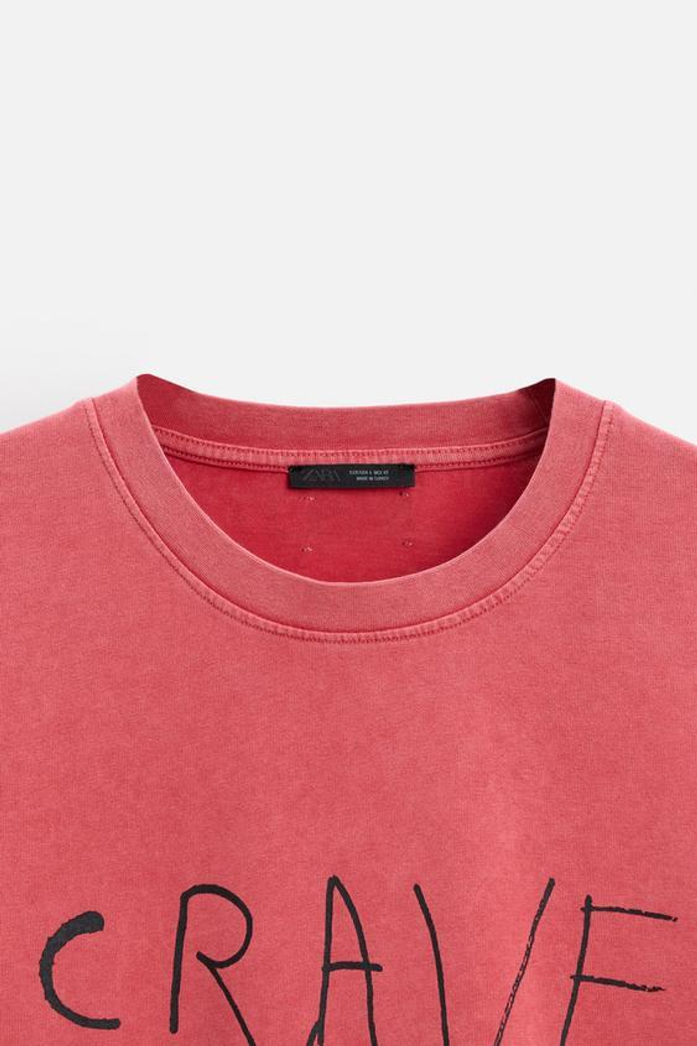 ZARA ФУТБОЛКА С КОНТРАСТНОЙ НАШИВКОЙ, КРАСНЫЙ