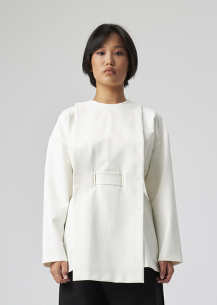 BLOUSE WITH A BELT | M | WHITE