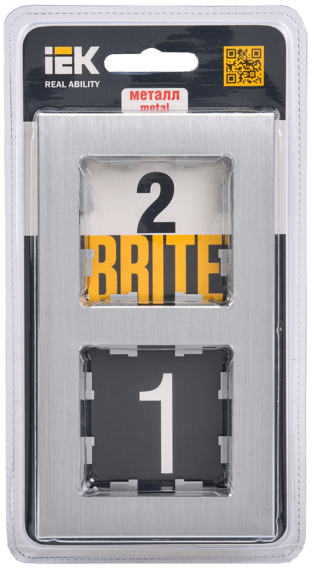 BRITE Рамка 2 -местная РУ-2-1-БрА металл алюминий IEK