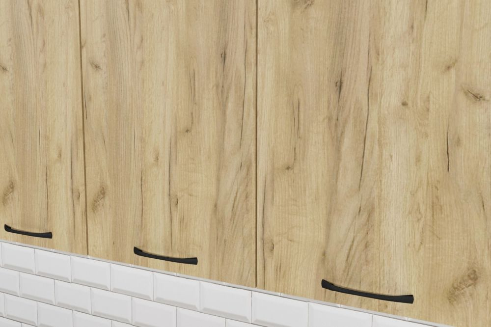 Кухонный гарнитур Янтарь 3000 мм (Дуб золотой/Белый, Аламбра темная)