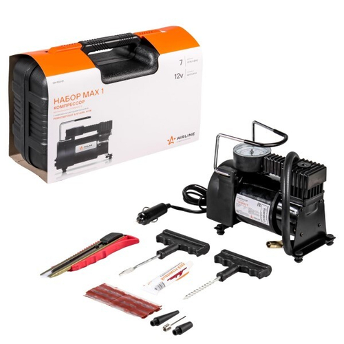 Компрессор поршневой  TORNADO S  12В, 30 л/мин. до 7 Атм в кейсе (ремкомп.б/к шин, нож) (AIRLINE)