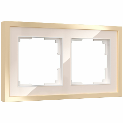 Рамка из металла на 2 поста Baguette айвори/латунь W0022851