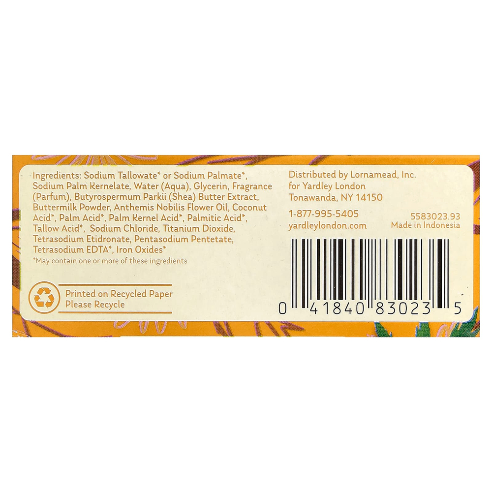 Yardley London, питательное мыло для ванны, пахта и масло ши, 113 г (4 унции)