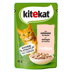 Влажный корм Kitekat Pou для кошек лосось в желе 85 гр