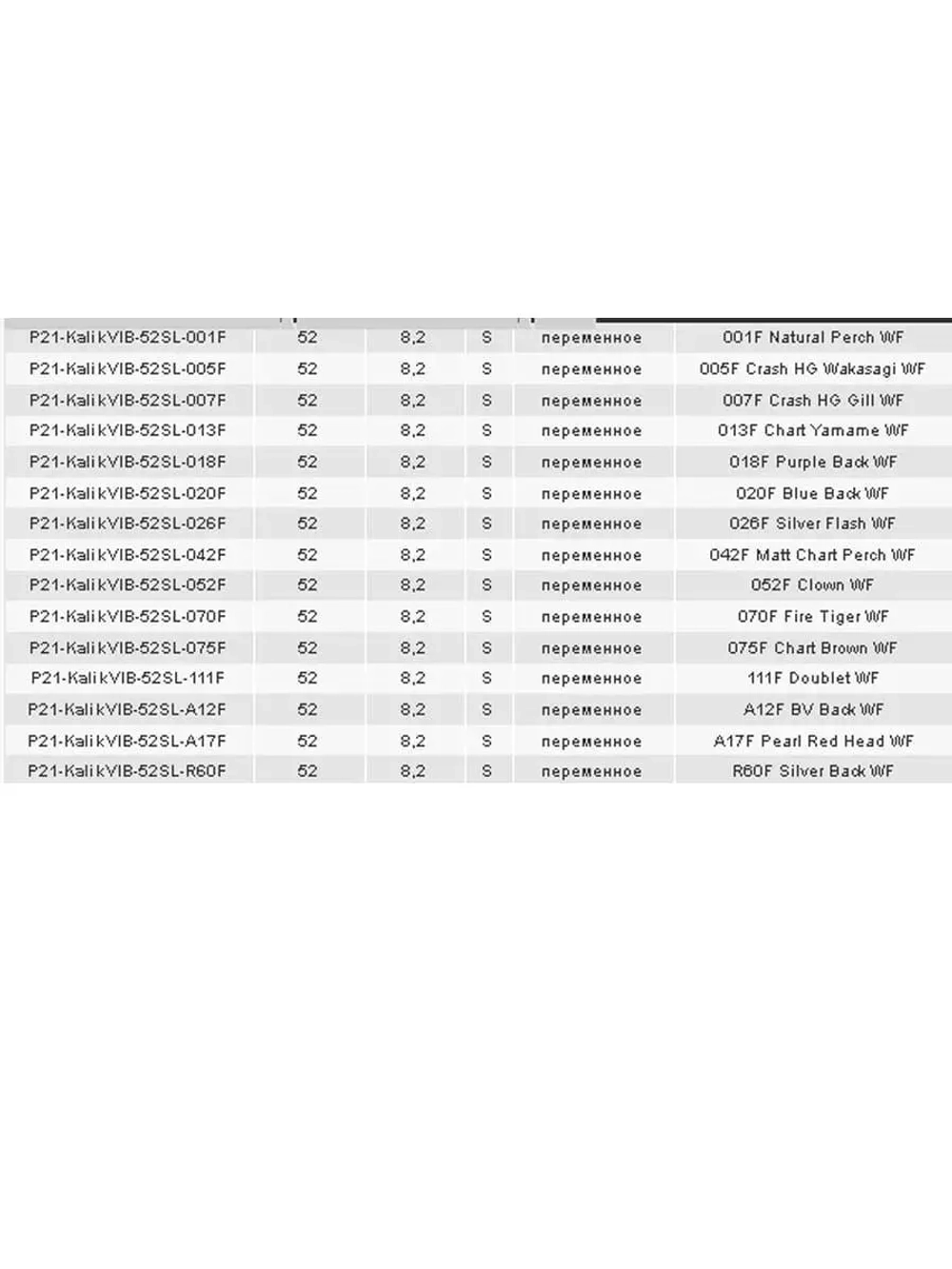 Воблер Kalikana Vib 52 Silent, 075F, 52мм, 8.2гр.