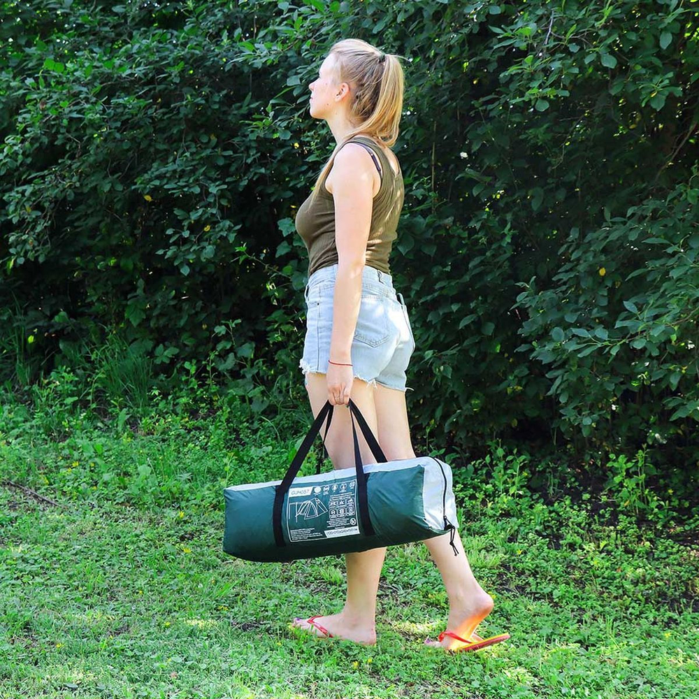 Палатка 4-мест, 210+120х240х130 см, 2 сл, 1 комн, 1 тамб, мос сет, 2 окна, Green Days, GJH057