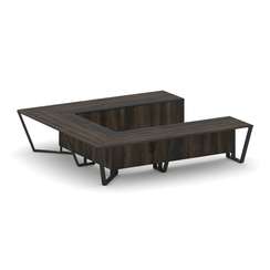 Steel Meet Стол переговорный П-образный KM-PR.B.SP-11P Дуб Мали/Графит Глянец/Металл Черный 3200*320