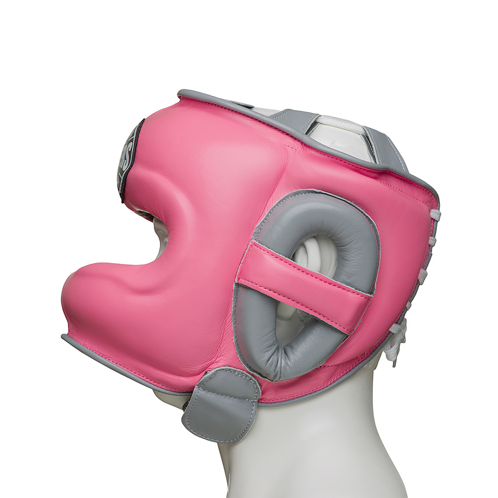 Шлем боксерский LEADERS FANCY с бамперной защитой PNK/GR розовый/серый