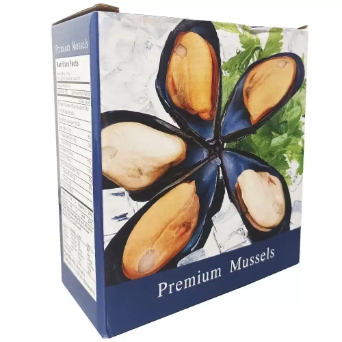 Мидии киви, на половинках раковины, IQF, (M) 30/40 10x1кг, упак 1/10