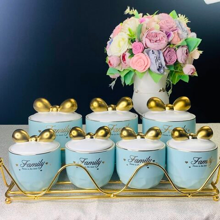 Lenardi 106-209 Набор из 7 банок для сыпучих на подставке в под.уп.(х4)Фарфор