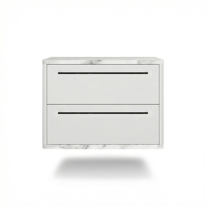 Тумба прикроватная подвесная ROYAL 5202 эко (Мрамор Каррара-р.черная)