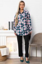 Блуза хлопковая Танец линий (зеленая) Б14857-14М LT Collection