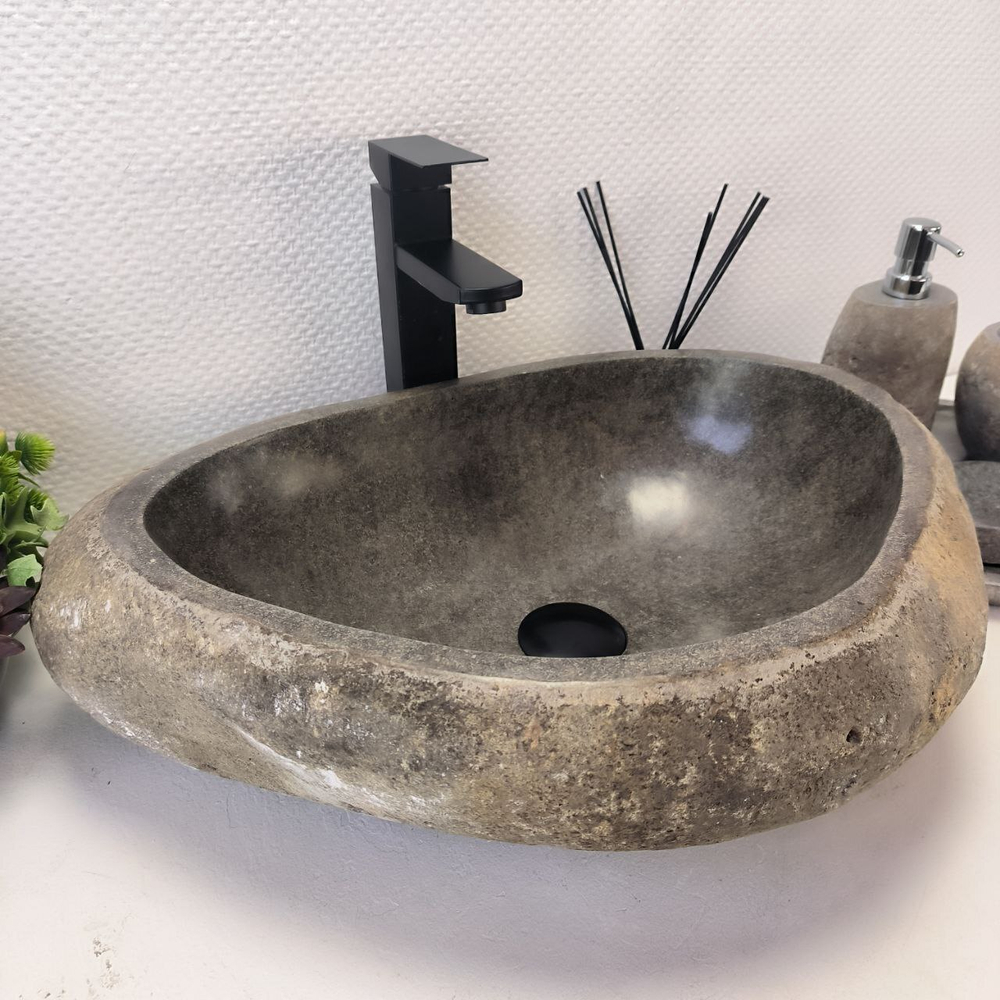 Каменная раковина из речного камня RS-63409 (53*38*15) 0123
