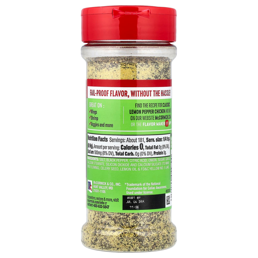 McCormick, Perfect Pinch®, приправа с лимоном и перцем, 163 г (5,75 унции)